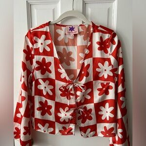 Lisa Says Gah Daisy Satin Tie Blouse